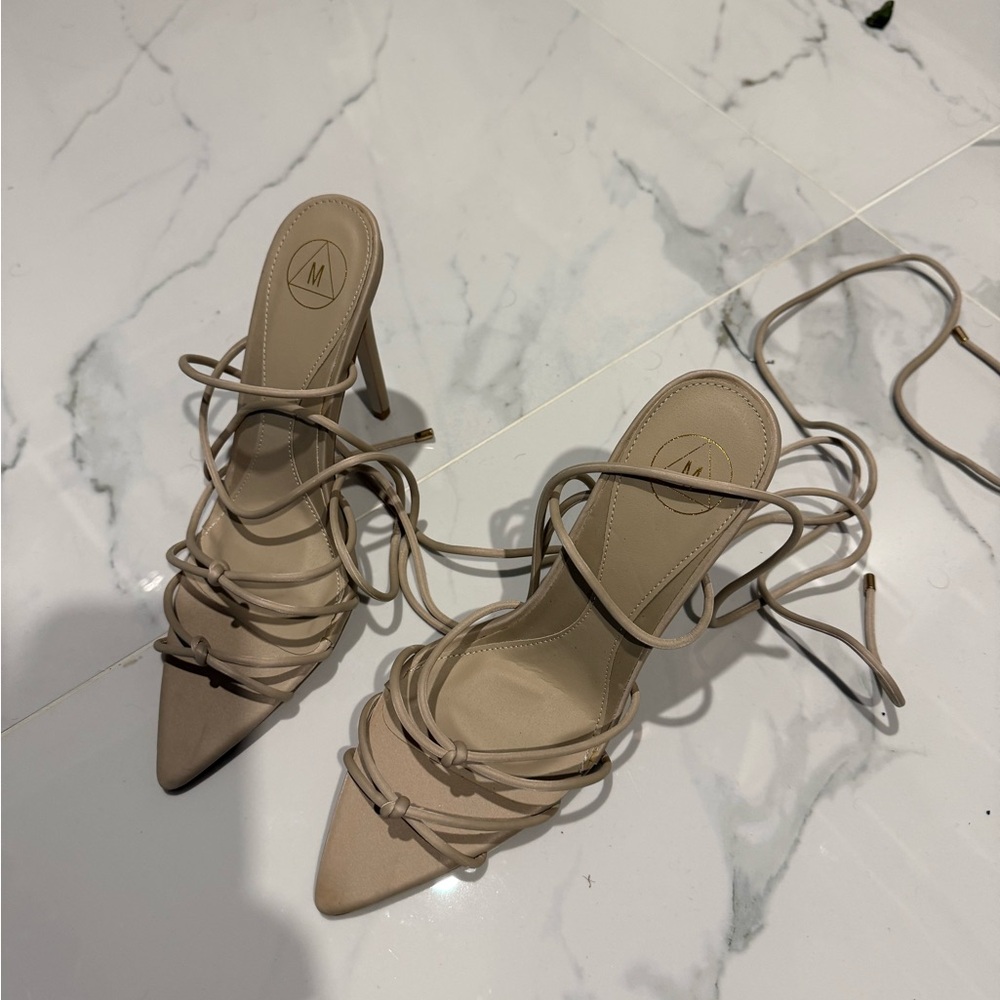 Elegant Beige Strappy Heels